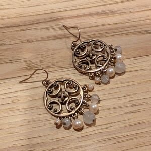 Carolee Gold and Pearl Chandelier Earrings